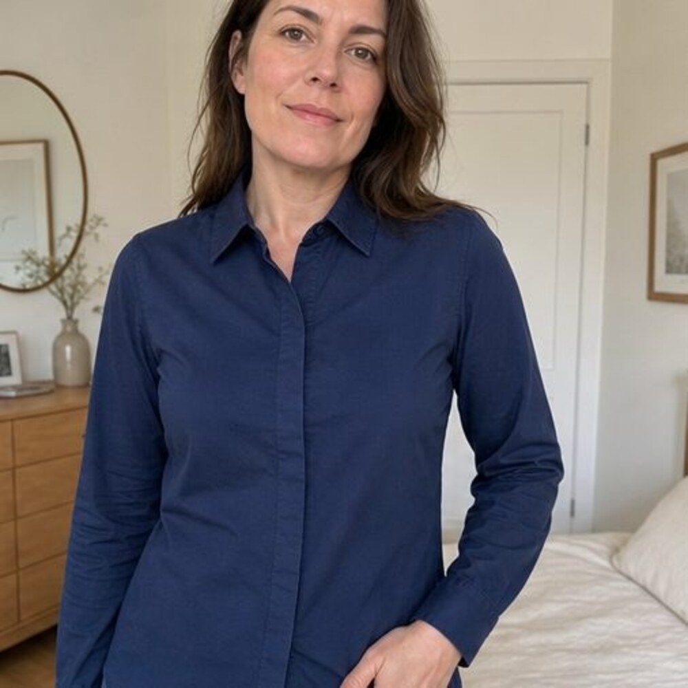Teal Button Blouse - Picture 2 of 6